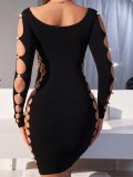 See-through Hollow Erotic Long Sleeve Bodcon Dress GYDE-710