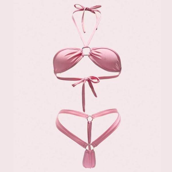 Sexy Solid Color Tie Up Swimsuit 2 Piece Set DYSC-DY23A894YYB091213