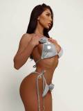 Sexy Floral Tie-Up Glossy Bikini 2 Piece Swimsuit DYSC-DY23A355YYB010713