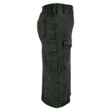 Plus Size Fashion Denim Zipper Long Skirt GDAM-218631