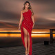 Hot Drill Tassel Slash Shoulder Maxi Dress CYA-CY901291