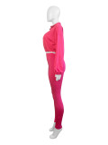 Zipper Waist Drop Shoulder Sleeve Two Piece Suit CH-24047