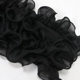 Solid Color Slant Shoulder Lotus Short Top CYA-CY901305