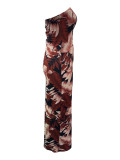 Wrap Floral Print High Split Long Dress OD-8705