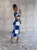One Shoulder Print Sleeveless Maxi Dress OD-8692