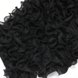 Solid Color Slant Shoulder Lotus Short Top CYA-CY901305