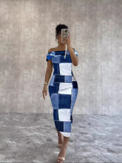 One Shoulder Print Sleeveless Maxi Dress OD-8692