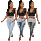 Holes Tassel Washed Jeans ME-378