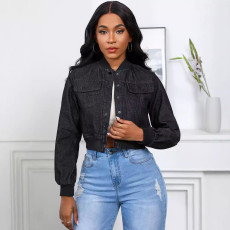 Fashion Ribbed Denim Jacket Coat GQDH-2329