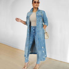 Fashion Long Sleeve Lapel Loose Denim Long Coat GQDH-2328