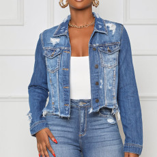 Lapel Long Sleeve Denim Jackets GQDH-2331