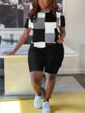 Color Block Print Casual Loose 2 Piece Shorts Set LSD-2138