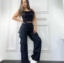 Fashion Multi-pockets Solid Color Pants GYSF-8368