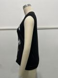 Loose Print Sleeveless Vest GYZY-8916