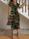 V Neck Camouflage Print Sleeveless Midi Dress LSD-2145