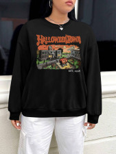 Plus Size Long Sleeve Print O Neck Sweatshirts FOSF-8391
