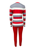 Letter Print Color Block Casual Long Sleeve Pants Suit LSD-2136