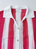 Plus Size Striped Sweater Loose Two Piece Pants Set FSXF-663