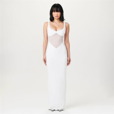 Sexy See Through Patchwork Sleeveless Maxi Dress XEF-48244