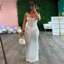 Sexy See-through Backless Sling Maxi Dress XEF-48188
