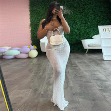 Sexy See-through Backless Sling Maxi Dress XEF-48188