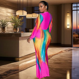 Fashion Pleated Color Block Plus Size Maxi Dress BY-6952