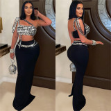 Sexy Hot Drill Sling Tops And Long Skirt 2 Piece Set BY-6972
