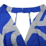 Fashion Print V Neck Backless Jumpsuit BY-6985