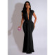 Deep V Neck Sexy Short Sleeve Maxi Dress BY-6938