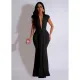Deep V Neck Sexy Short Sleeve Maxi Dress BY-6938