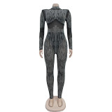 Hot Drill Fashion Long Sleeve Jumpsuit BY-6958