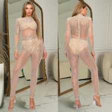 Hot Drill Fashion Long Sleeve Jumpsuit BY-6958