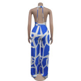 Fashion Print V Neck Backless Jumpsuit BY-6985