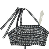 Sexy Hot Drill Sling Tops And Long Skirt 2 Piece Set BY-6972