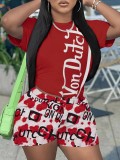 Casual Print Short Sleeve Shorts Sport Suit GYXF-8019