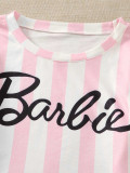 Pink White Striped Pajamas Casual Loungewear Suit GLSY-W0259