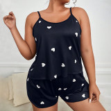 Plus Size Print Sling Loose Pajamas Homewear Set GLSY-W0290