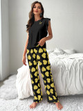 Casual T-shirt Printed Pants Loungewear Two Piece Set  GLSY-W0285