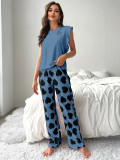 Casual T-shirt Printed Pants Loungewear Two Piece Set  GLSY-W0285