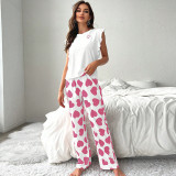 Casual T-shirt Printed Pants Loungewear Two Piece Set  GLSY-W0285