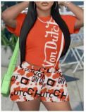Casual Print Short Sleeve Shorts Sport Suit GYXF-8019