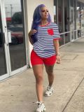Casual Print Short Sleeve Shorts Sport Suit GYXF-8019