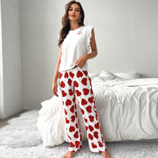 Casual T-shirt Printed Pants Loungewear Two Piece Set  GLSY-W0285