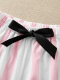 Pink White Striped Pajamas Casual Loungewear Suit GLSY-W0259