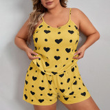 Plus Size Print Sling Loose Pajamas Homewear Set GLSY-W0290
