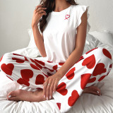 Casual T-shirt Printed Pants Loungewear Two Piece Set  GLSY-W0285