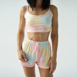 Sexy Pajamas Love Print Camisole Split Shorts Homewear GLSY-X0001