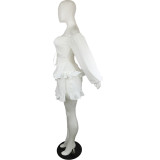 Solid Color Bubble Sleeve Mini Dress LS-5046