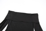 Fashion Solid Color Off Shoulder T Shirt 2 Piece Pants Set XEF-52104