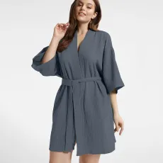 Solid Color Short Sleeve Bathrobe Home Robe GLSY-N550001